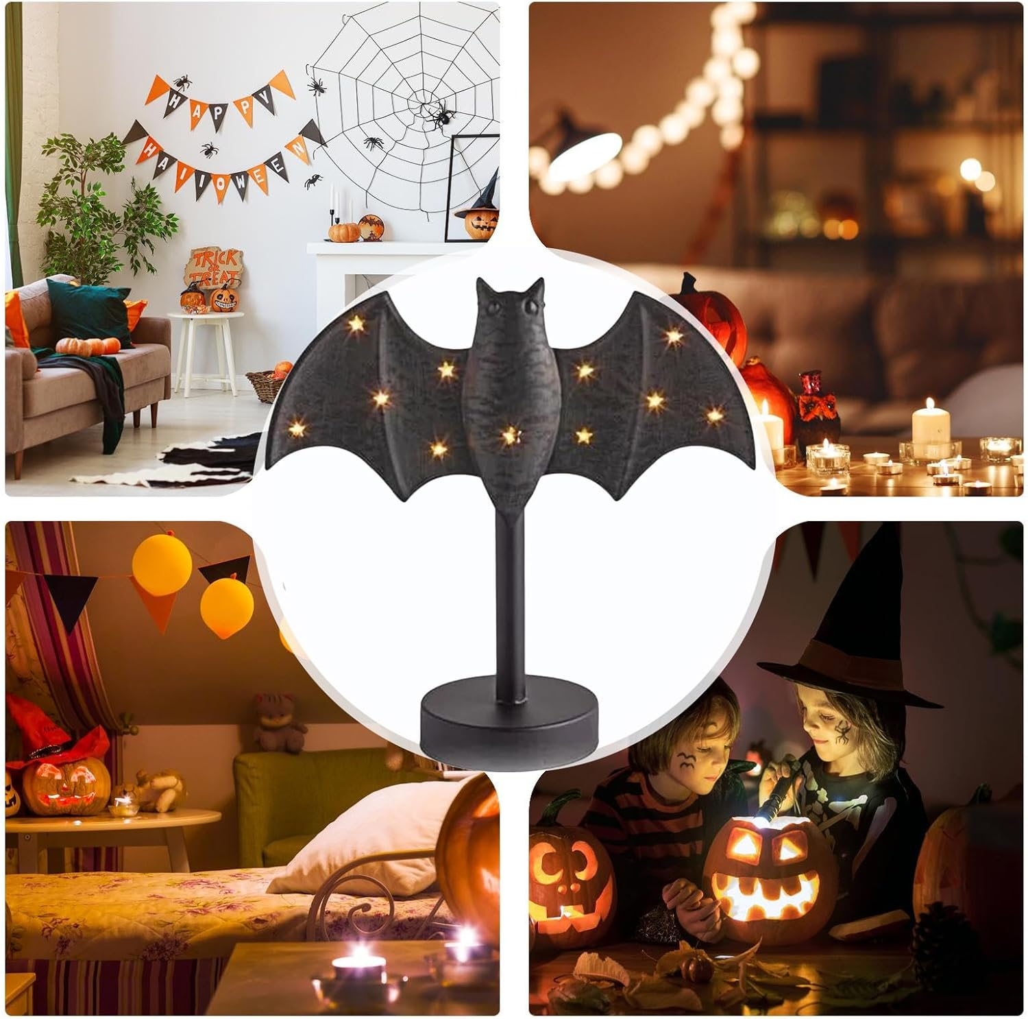 Light up Bat Candle Holders, Gothic Bat Candle Holder with LED Light, Desktop Decorations for Table Night Party Courtyard Desk Offices Bookshelf Autumn Yard Patio image number 5