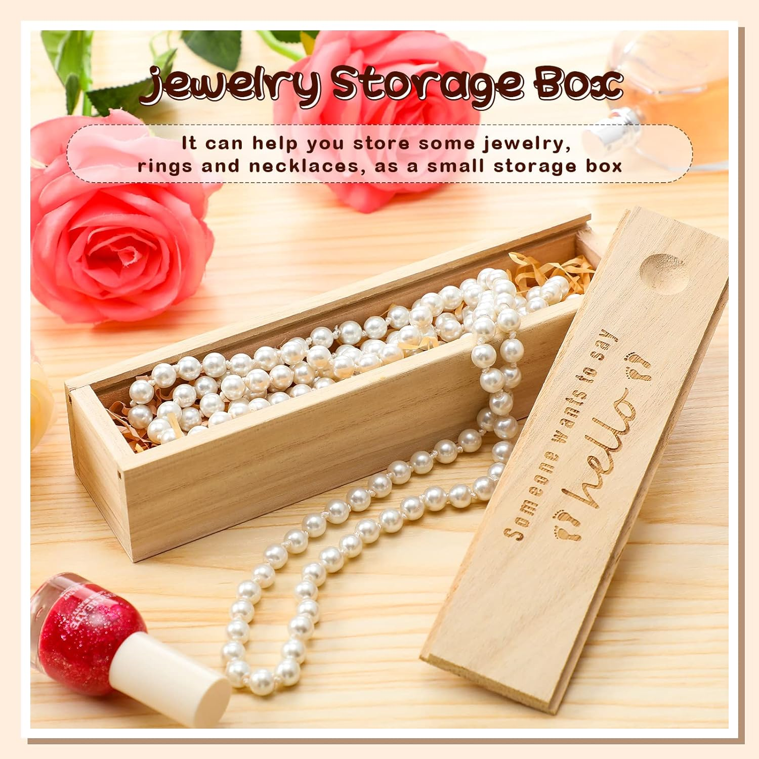Qunclay Pregnancy Test Keepsake Box Surprise Pregnancy Announcement Box Wooden Baby for Husband Grandparents Baby Memory Souvenir Collection Case with Raffia Ribbon(Classic) image number 2