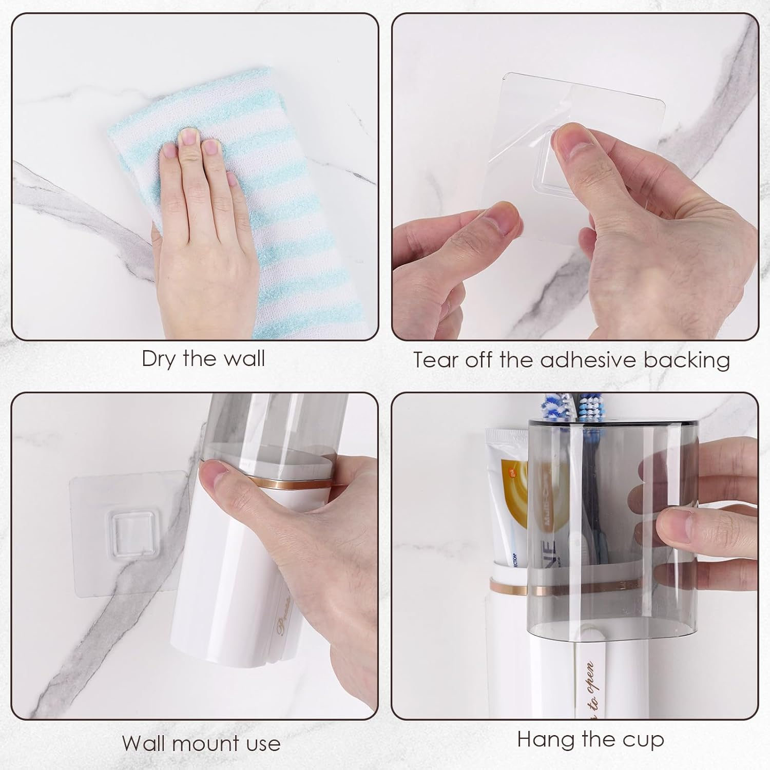 Toothbrush Travel Case, Portable Toothbrush Toothpaste Container with Mouthwash Cup, Wall Mounted Toobrushbrush Holder for Bathroom, Camping, Gym (White) - Green image number 2