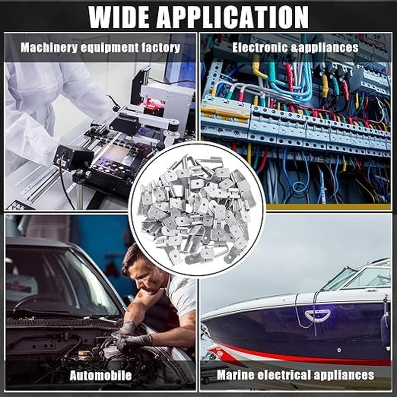 50PCS Silver Double Piggyback Spade Connectors, Electrical Double Male Female Adapter, Female Male Quick Disconnect Piggyback Spade Crimp Terminals Assortment Kit image number 2