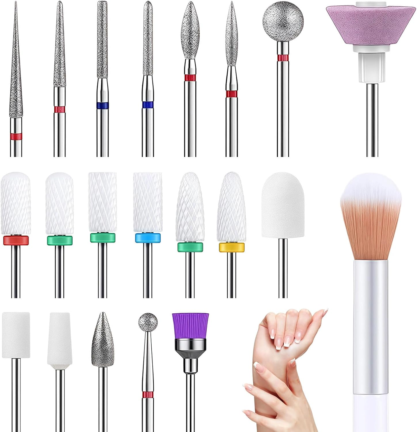 Mohito 21 Piece Nail Drill Bits, Piece Nail Drill Set, 3/32 Inch Electric Nail Cutter Bits Set, for 3/32 Inch Nail Drill Gel Nails Acrylic Gel Manicure and Pedicure image number 4