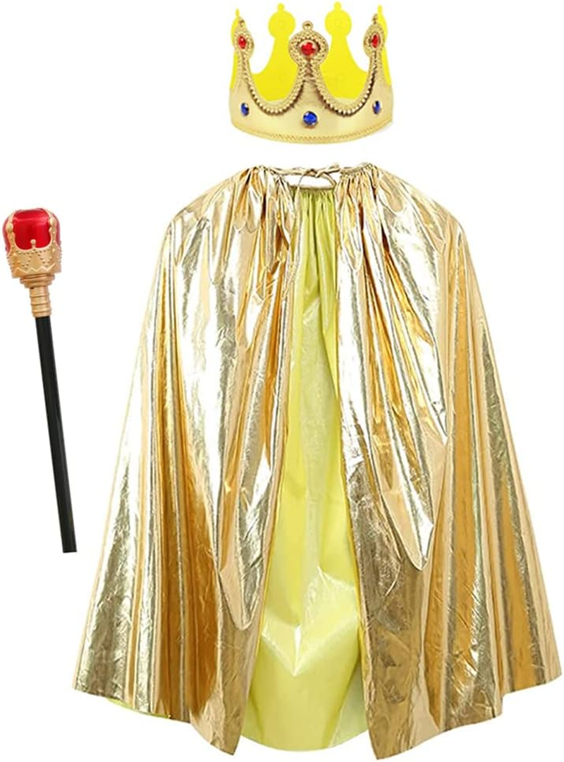 Ricjurzzty Kids King Costume Set for Boys & Girls, King Crown, King Cape,Scepter, King Dress up Accessories for Boys image number 3