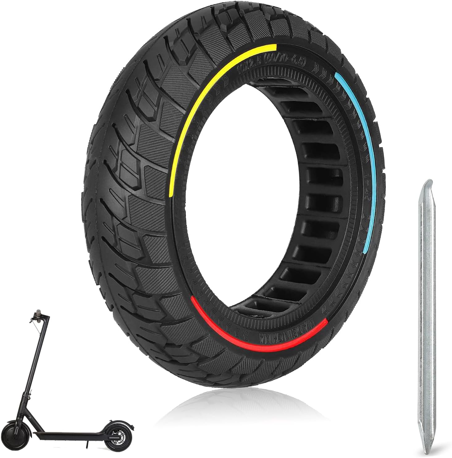 10 X 2.5 Inch Solid Tyres, 60/70-6.5 Electric Scooter, Solid Rubber Tyres for Ninebot Max G30 G30P G30LP, 10 Inch Non-Slip and Anti-Puncture Replacement Tyres