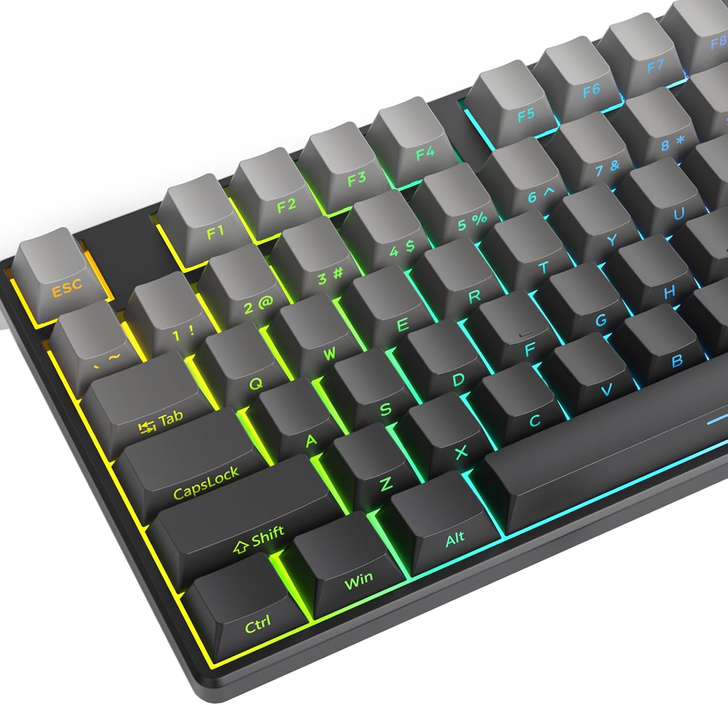 Guffercty Kred 140- Keys Side Printed Keycap PBT Gradient Keycaps 75 Percent, Cherry Profile Minimalist Style Custom Shine through Keyboard Keycap for Mechanical Keyboards(Grey Side Print)