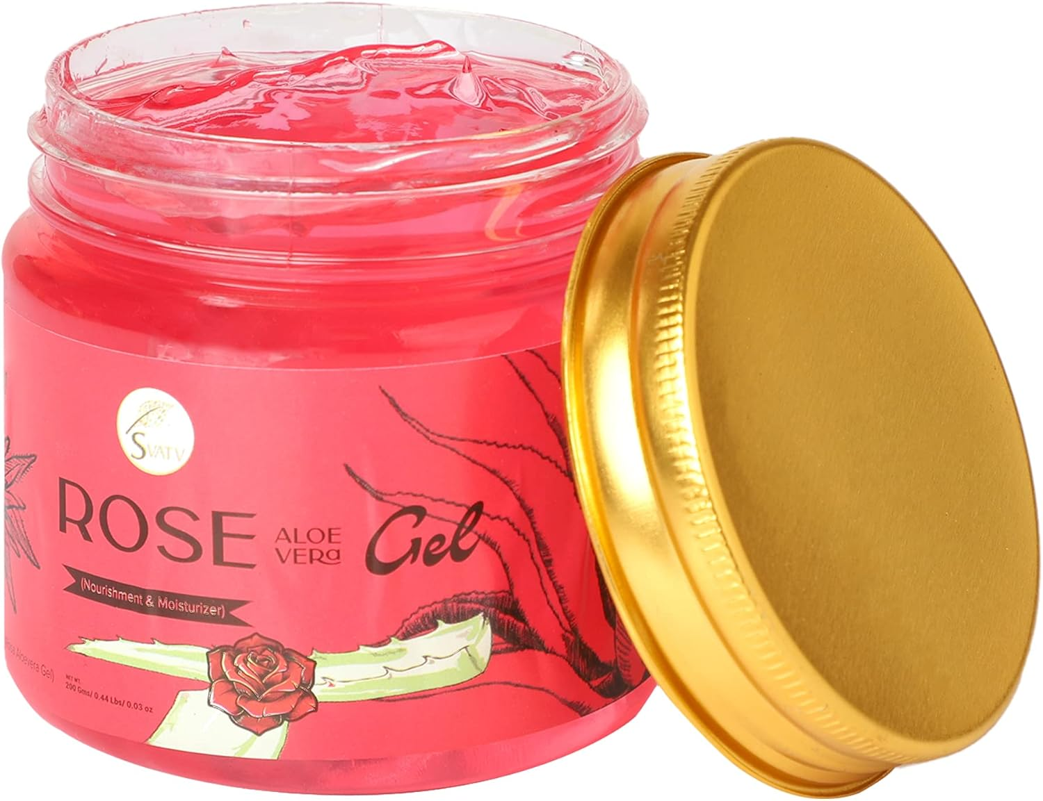 SVATV Rose Aloe Vera Gel | Reduces Skin Redness | Improves Skin Tone | Reduces Dark Spots | Replenishes Skin Cells | Paraben & Sulfate Free - 200G | 7.05 Oz | 0.44 Lbs image number 6