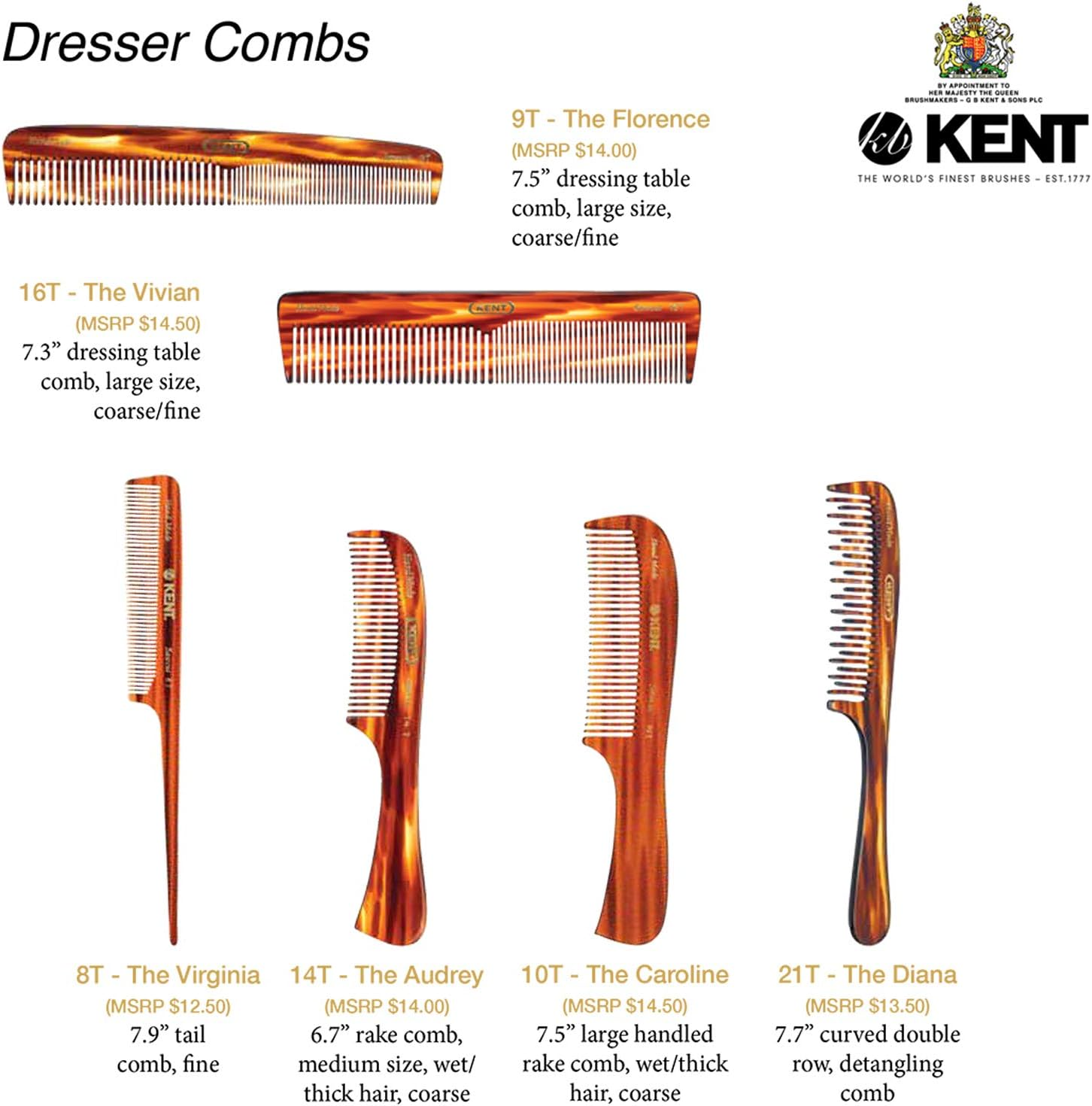 Kent Large Handled Rake Comb, 199 Mm Length image number 5