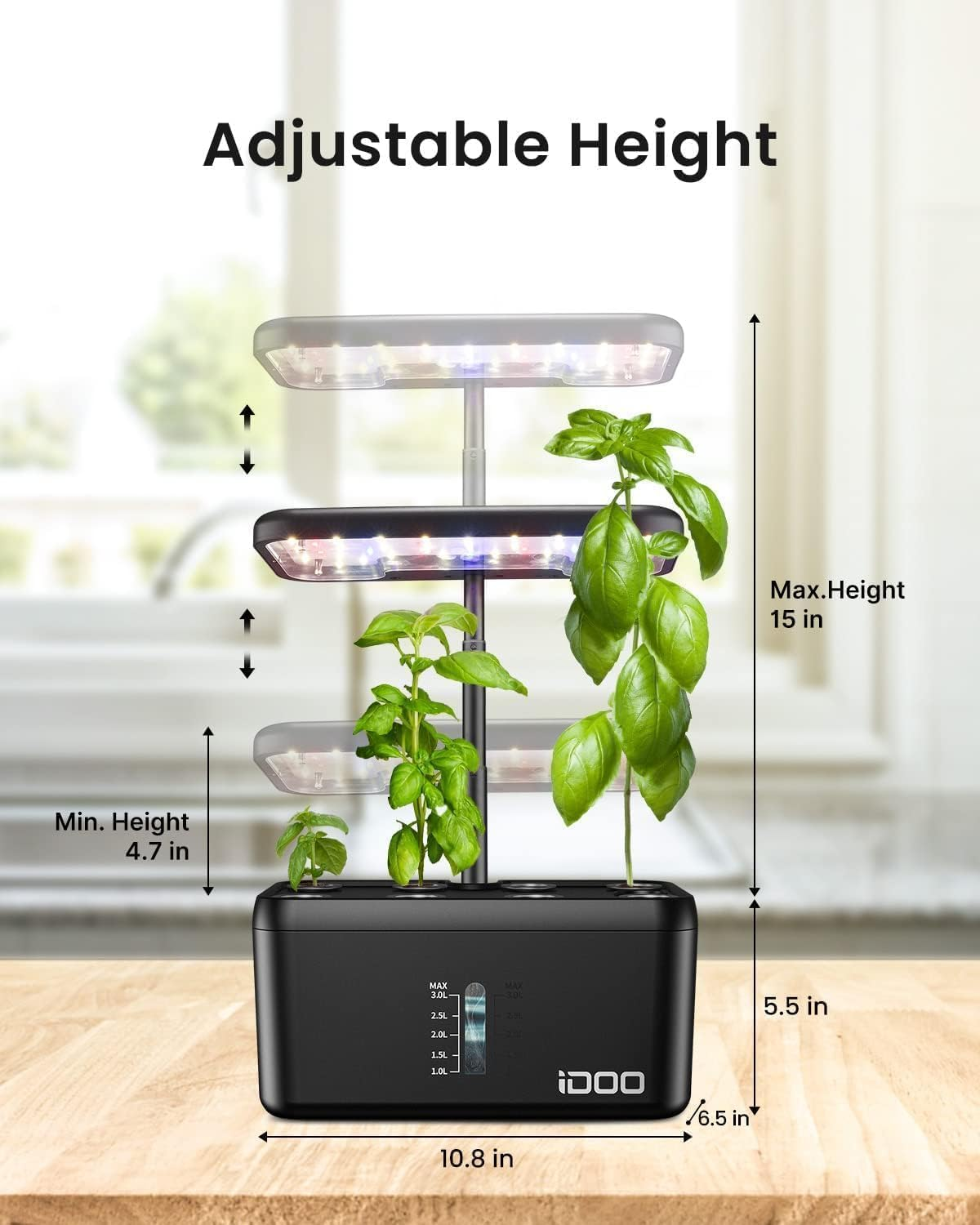 Idoo Hydroponics Growing System, 8 Pods Smart Indoor Garden, LED Grow Light, Indoor Herb Garden for Home Kitchen, Automatic Timer Germination Kit, Height Adjustable image number 6
