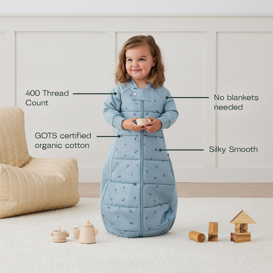 Ergopouch Premium Sleeping Bag 1.0 TOG &ndash; 8&ndash;24 Months &ndash; Dragonflies Print &ndash; a Premium, Silky-Smooth, Wider-Fit Sleeping Bag &ndash; 400 Thread Count Organic Cotton &ndash; for Toddlers and Preschoolers image number 1