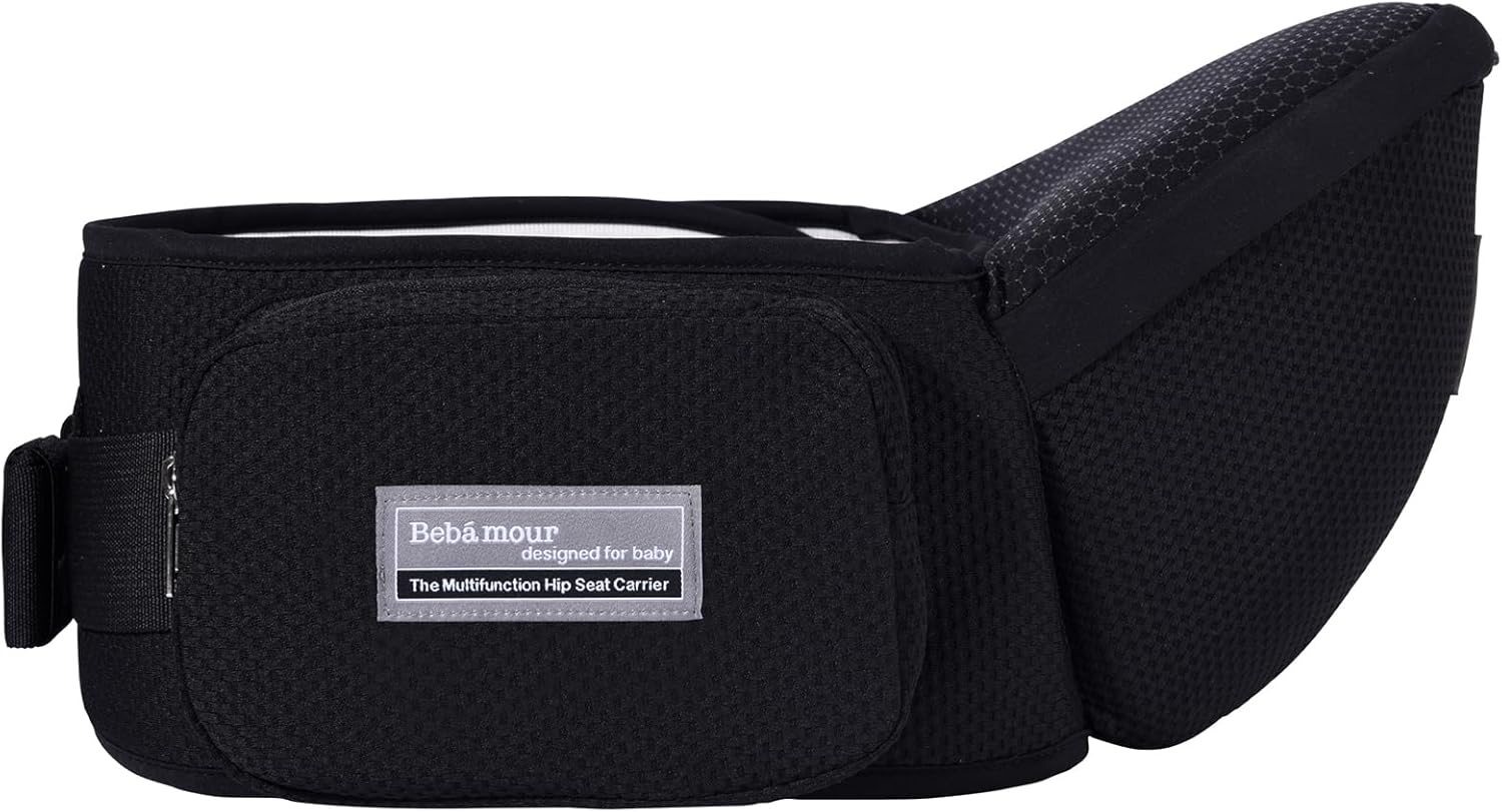 Bebamour Mesh Newborn Baby Carrier Front and Back Carry Baby Newborns to Toddler Baby Hip Carrier (Black) image number 3