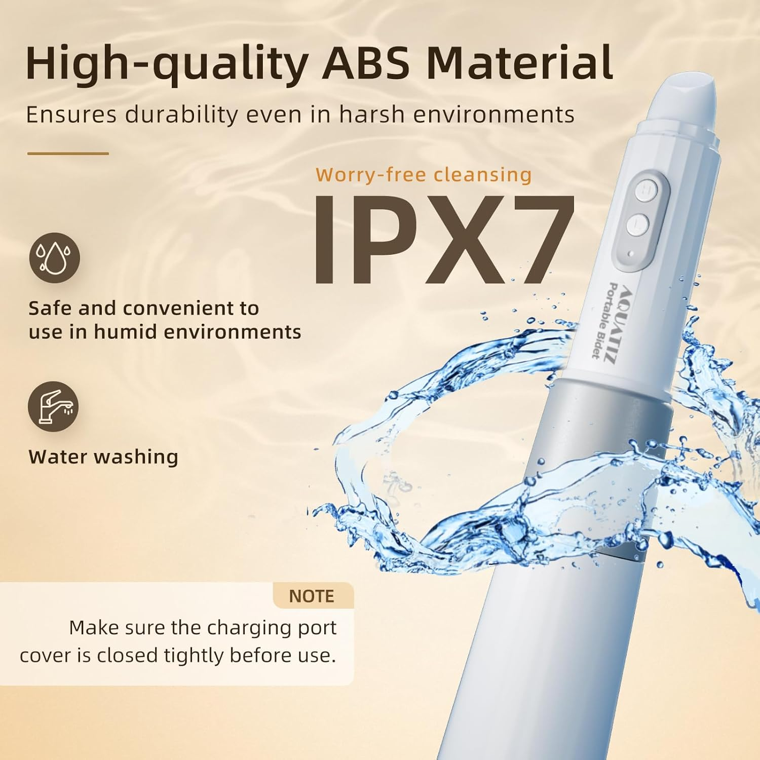 Aquatiz Portable Bidet for Traval, Electric Rechargeable Handheld Travel Bidet, High Pressure Portable Hygiene Sprayer for Men, Women, and Postpartum Care, Travel Essentials image number 6