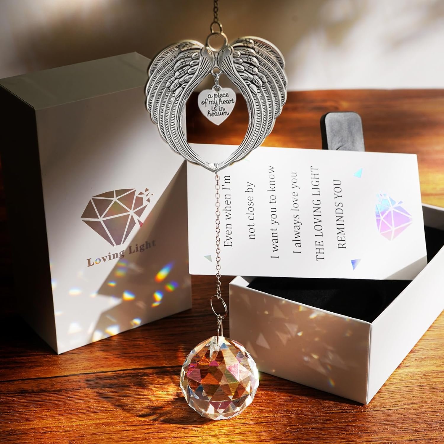 Purefly Memorial Gifts for Loss of Loved One, Unique Sympathy Gift Idea Clear Crystal Ball Window Suncatcher, Rainbow Bereavement Grief Gift Box for Loss of Mother Father Husband Son Daughter Dog image number 1