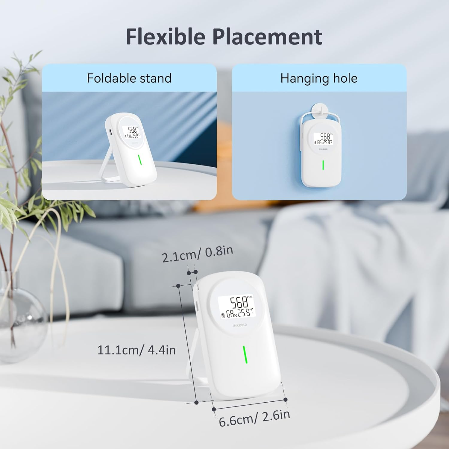 INKBIRD Indoor Air Quality Monitor, 3 in 1 CO2 Detector IAM-O2, Temperature and Humidity Monitor, Dual Alarm System, for Home, School, Office, Recreation Vehicles