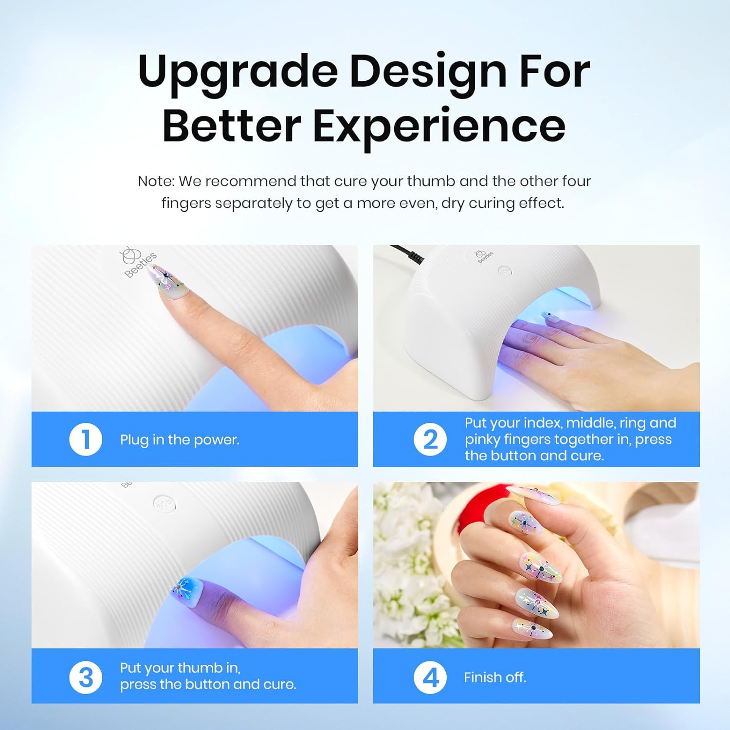 Beetles UV LED Nail Lamp, 10W Powerful UV Nail Light Curing Gel Nail Polish Gel Set/Base Gel/Top Coat DIY Manicure image number 3