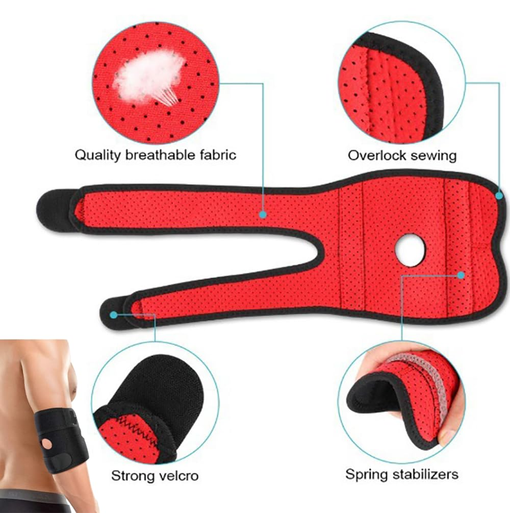1PCS Breathable Adjustable Elbow Brace - Supportive Strap for Golfers Elbow, Tennis Elbow, Arthritis & Sports Injuries - Fitness Elbow Splint for Stability and Comfort image number 1