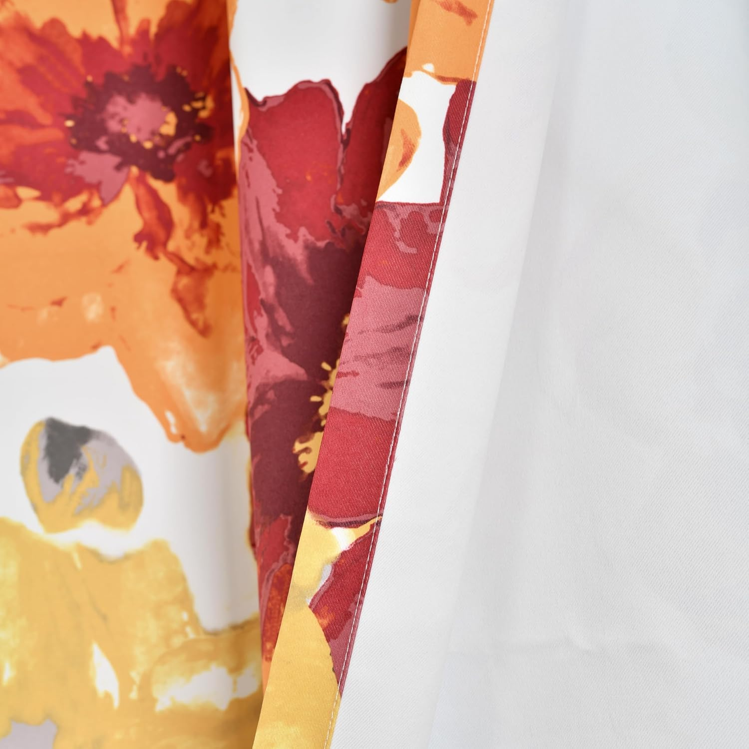 Lush Decor Leah Room Darkening Window Curtain Valance Floral Insulated Grommet, Valance, Red and Orange image number 4