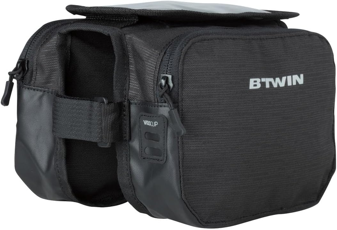 Decathlon Riverside 520 Double Bike Frame Bag (2 X 1L) Black - Bike Bag