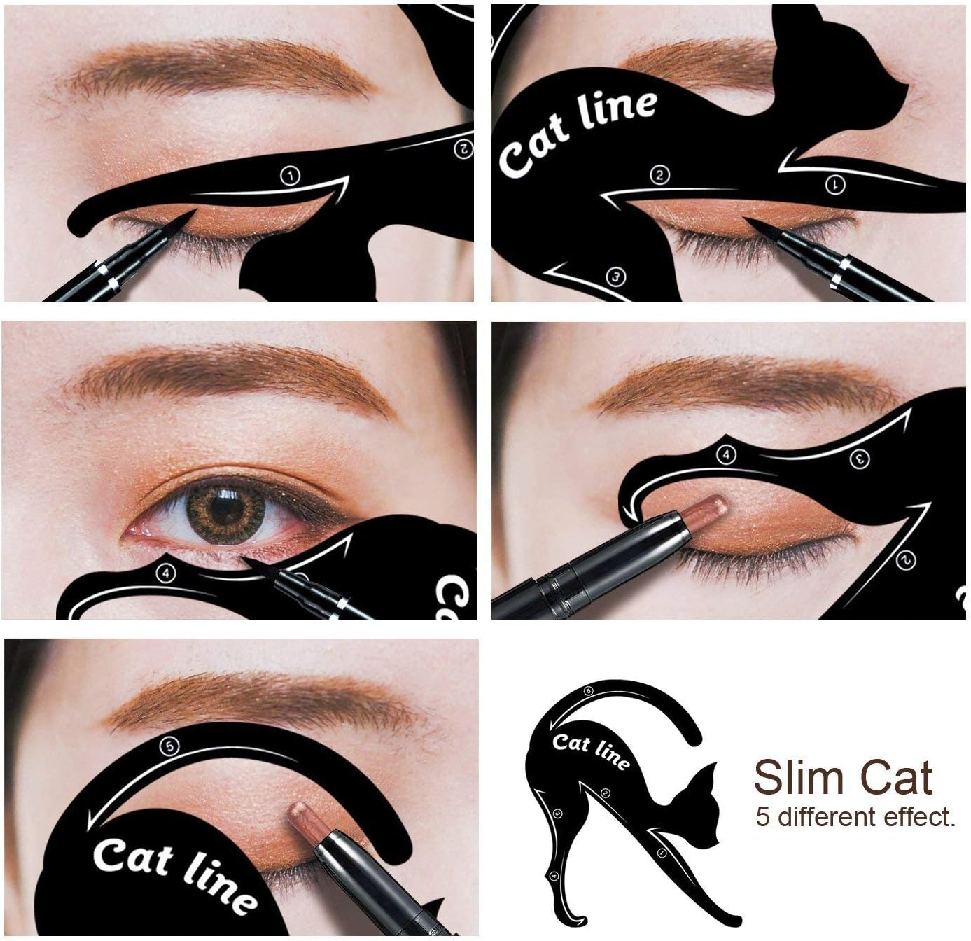 Cat Line Eyeliner Stencil, Smoky Eyeshadow Applicators Template Plate, Professional Multifunction Black Cat Shape Eye Liner & Eye Shadow Guide Template (PVC Material) (1) image number 4