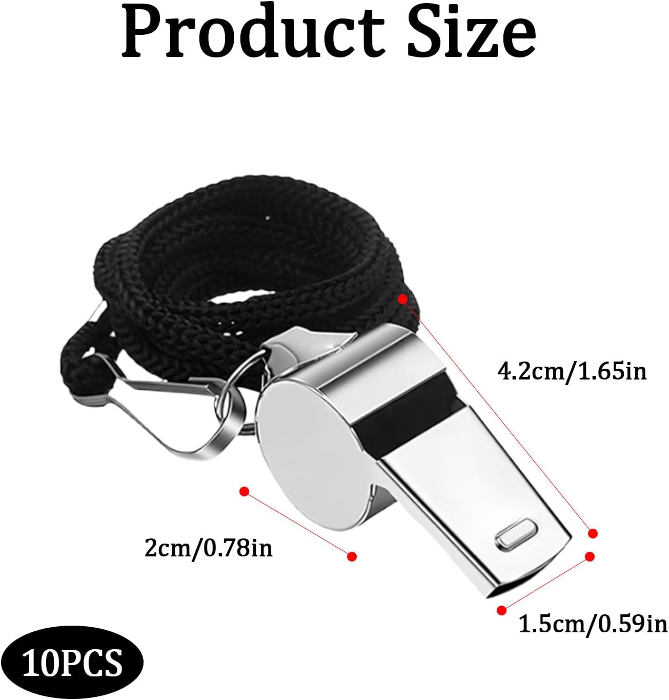 Whistle,10 Pcs Stainless Steel Sports Whistles,Coach Whistles Metal Whistle with Lanyard,For Whistle Sport,For Referees, Coaches, Polices, Training, Outdoor Sports and Emergency image number 1