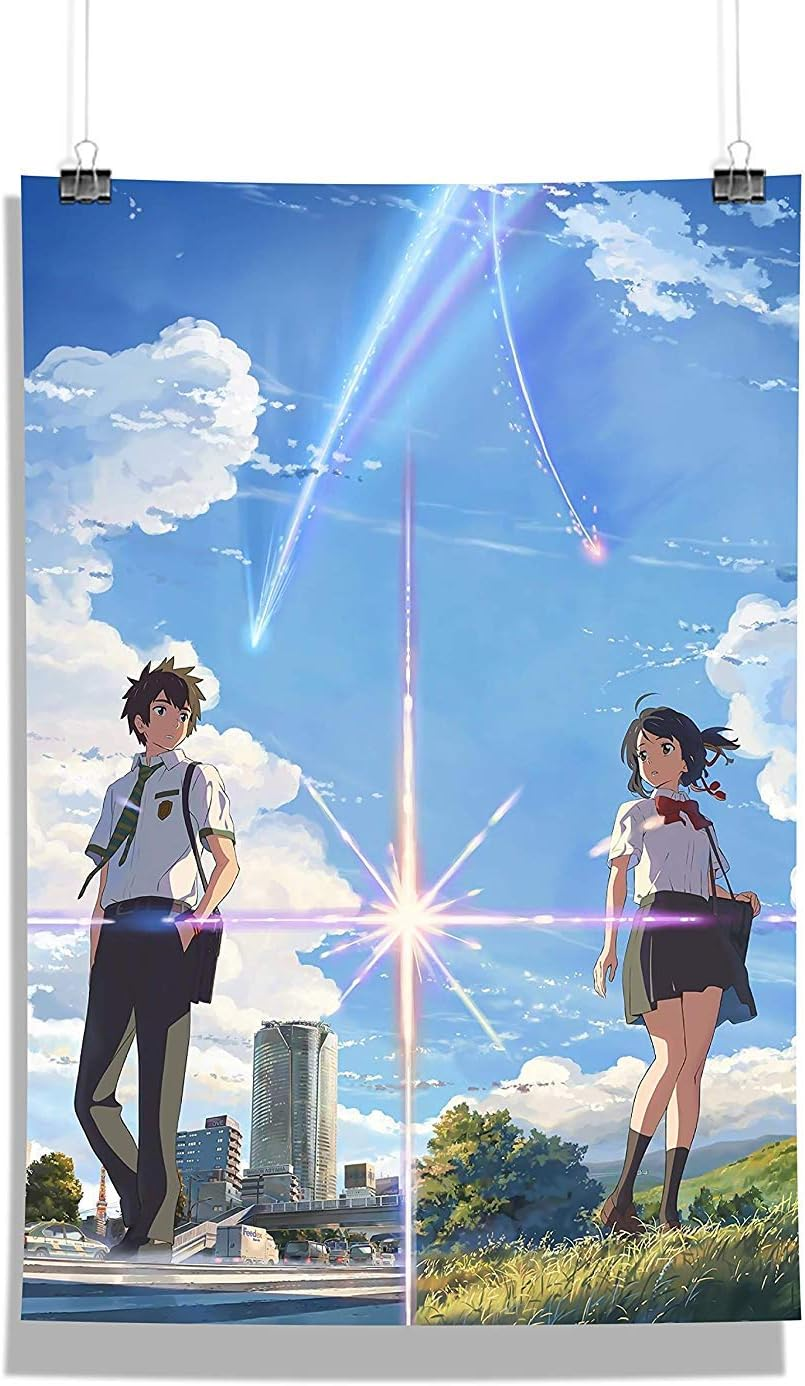 MCSID RAZZ -Anime Combo Kimi No Na Wa Your Name with Tenki Koweathering Wall Decor Poster for Home Office, Frame Not Included [ Size A3, 12 X 18 Inch ]-Best Birthday Gift image number 2