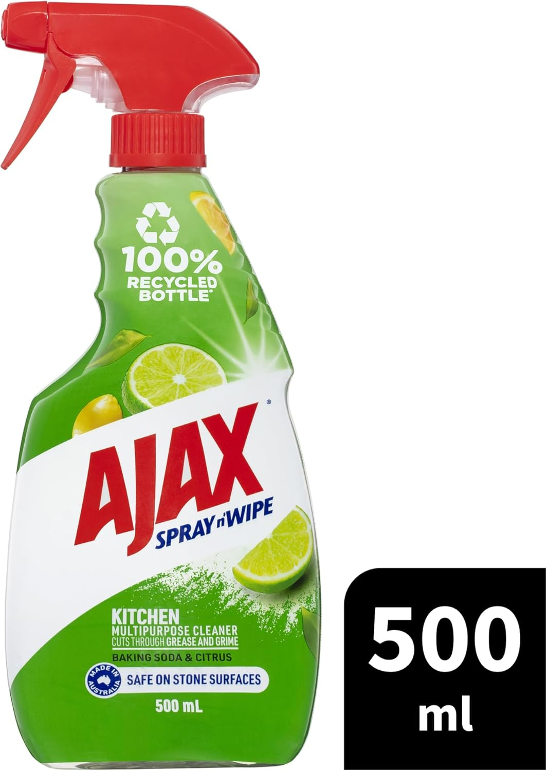 Ajax Spray N' Wipe Multi-Purpose Kitchen Cleaner Trigger, 500Ml, Baking Soda and Citrus Surface Spray, Household Grade and Stone Safe image number 3