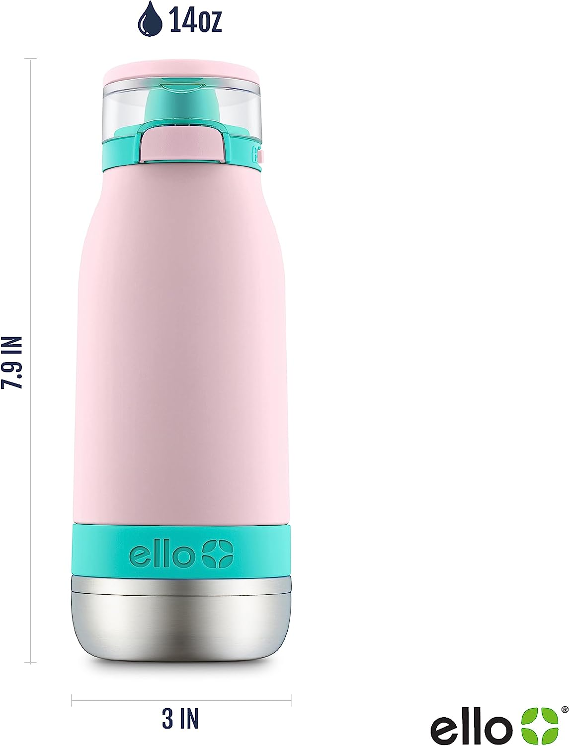 Ello Emma Vacuum Insulated Stainless Steel Kids Water Bottle with Anti-Microbial Straw - Cotton Candy image number 3