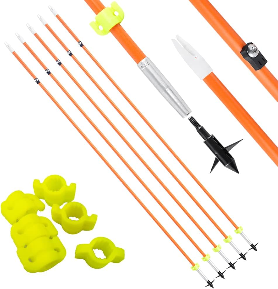 ZSHJGJR 32 Inch Bow Fishing Arrows Archery Fiberglass Fishing Hunting Arrows with Safety Slides for Compound Bow Recurve Bow Fishing Hunting 3/6/12Pcs