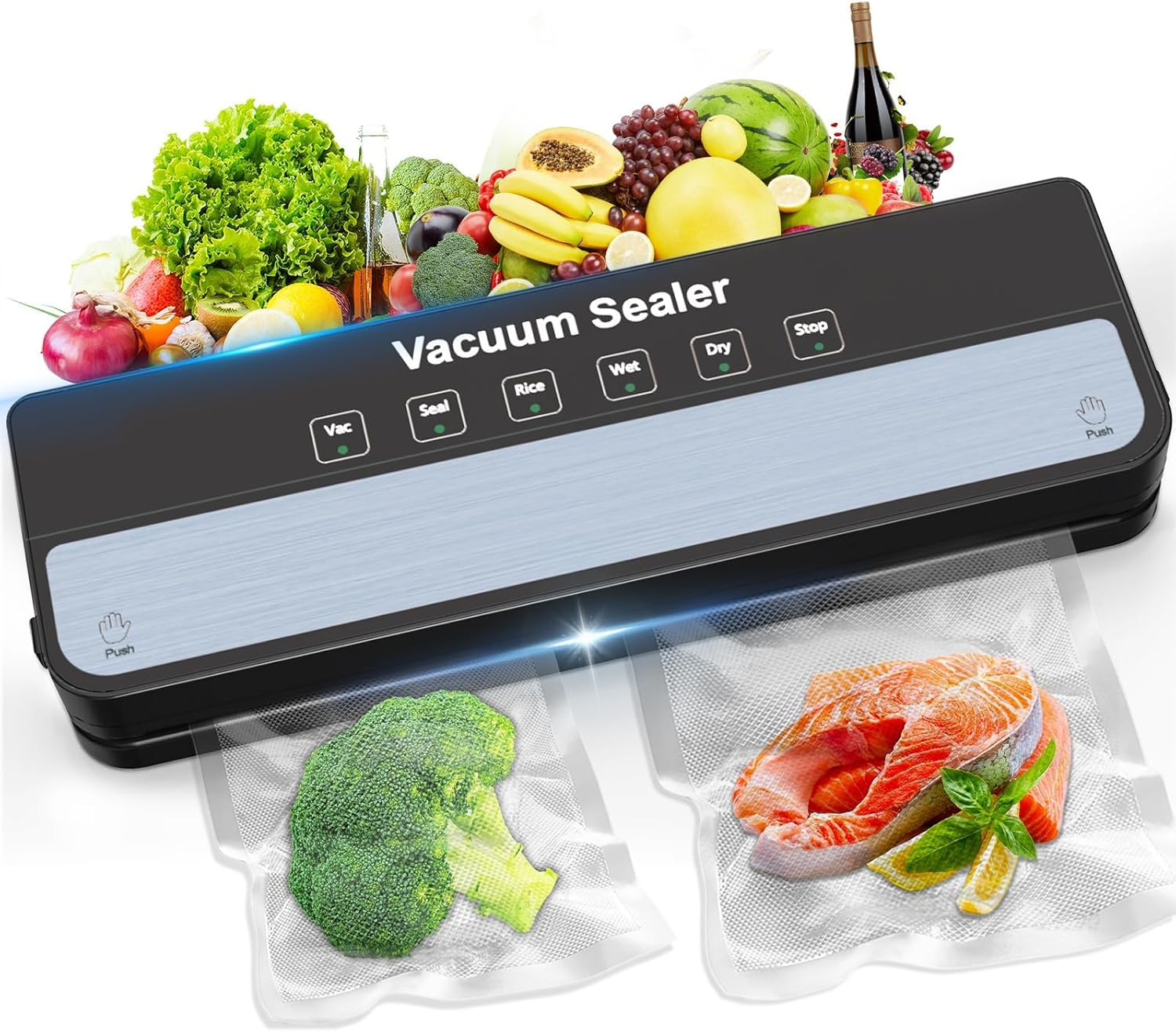 2025 Vacuum Sealer Machine Food Vacuum Sealer with 30Pcs Vacuum Sealer Bags for Food Storage Sealer Machine 6-In-1 for Dry/Moist Modes, Compact Design (AU PLUG) image number 3