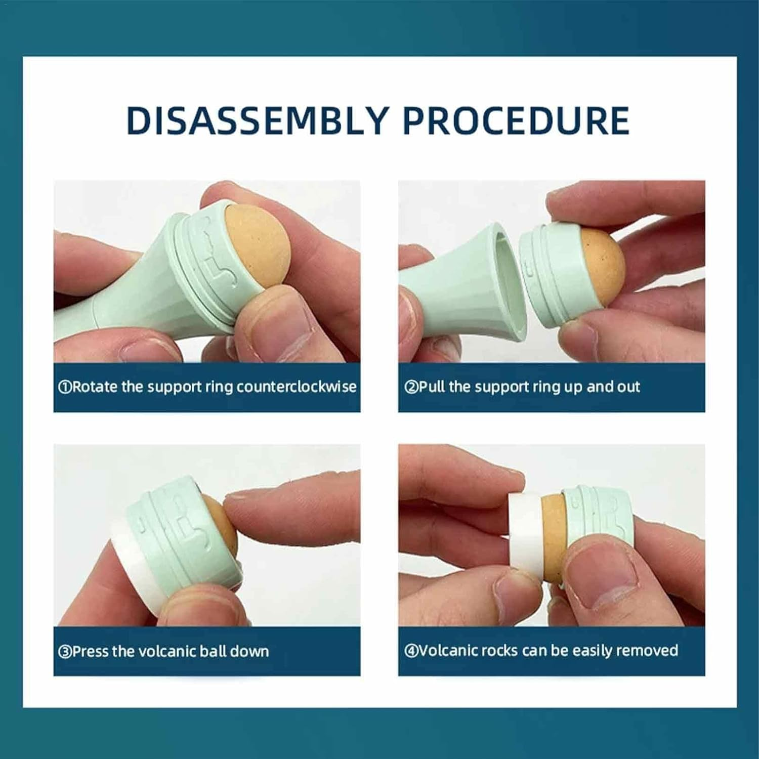 Volcanic Roller, Oily Skin Control for Face, Facial Skin Care Tools Oil Control Roller Stone Oily Skin Control for Face Makeup At-Home or -The-Go - Blue image number 2