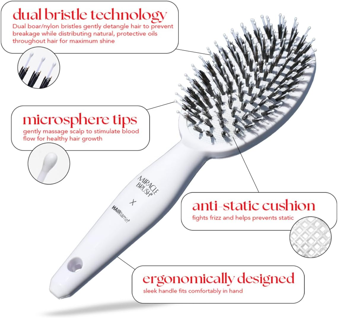 Hairtamin Hair Brush for All Hair Types | Paddle Brush for Blow Drying, Detangling, and Straightening | Anti-Static, Lightweight, and Ergonomic Design | Hair Brush for Men, Women, Kids, and Pets image number 5