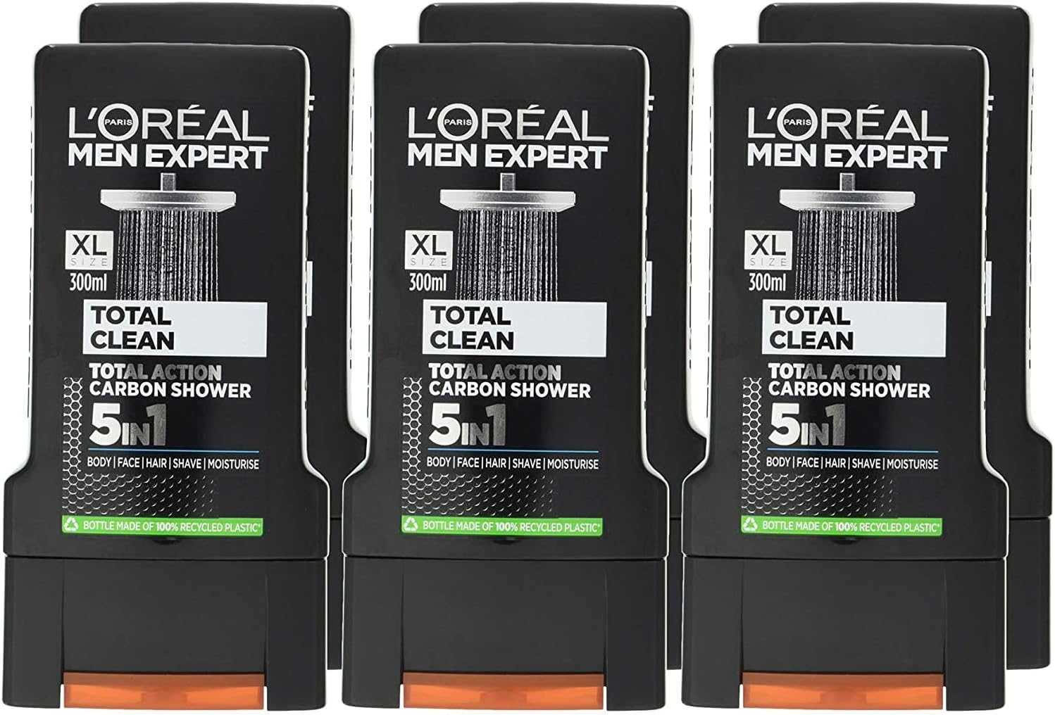 L'Oreal Men Expert Total Clean Shower Gel 300 Ml - Pack of 6