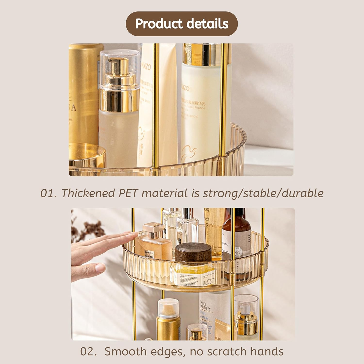 360 Rotating Makeup for Vanity, Bathroom Countertop Organizer Spinning Perfume Organizer, High-Capacity Cosmetic and Skincare Dresser Make up Holder Rack (2 Tiers) image number 5