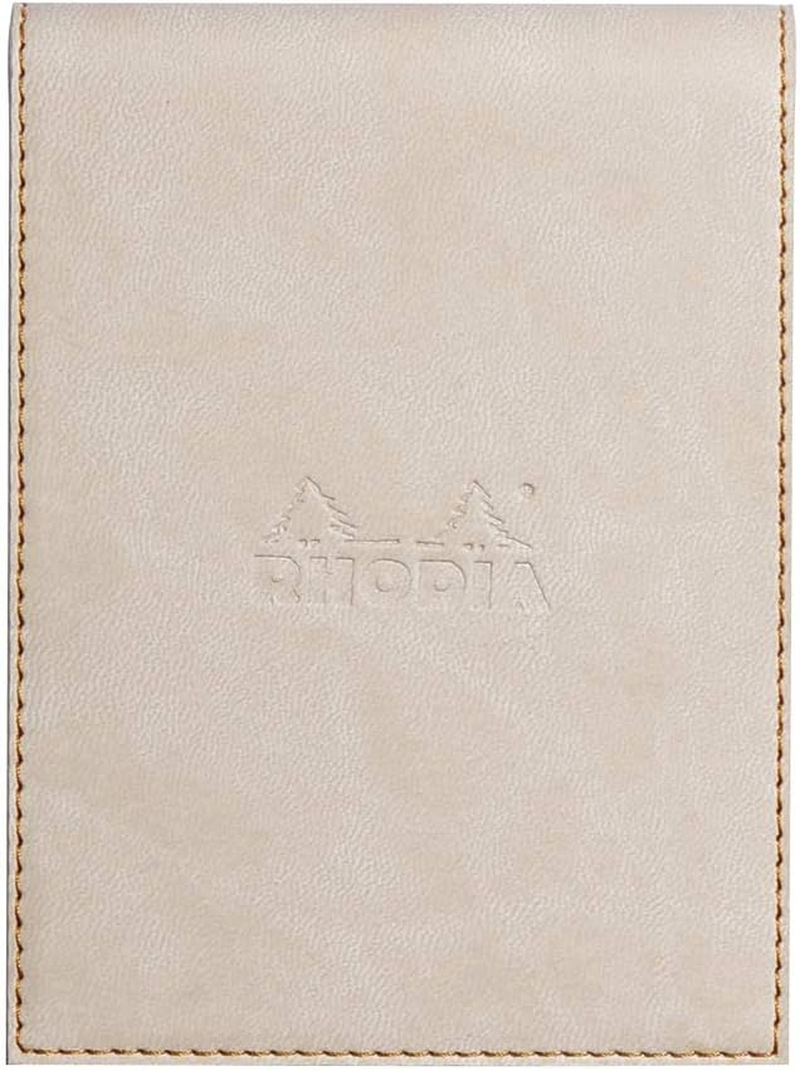 RHODIA 128213C - Clipboard Case + Stapled Notepad N&deg;12 Poppy - 8.5X12 Cm - Lined - 80 Detachable Sheets - 80G White Clairefontaine Paper - Pencil Holder - Faux Leather - Rhodiarama Collection