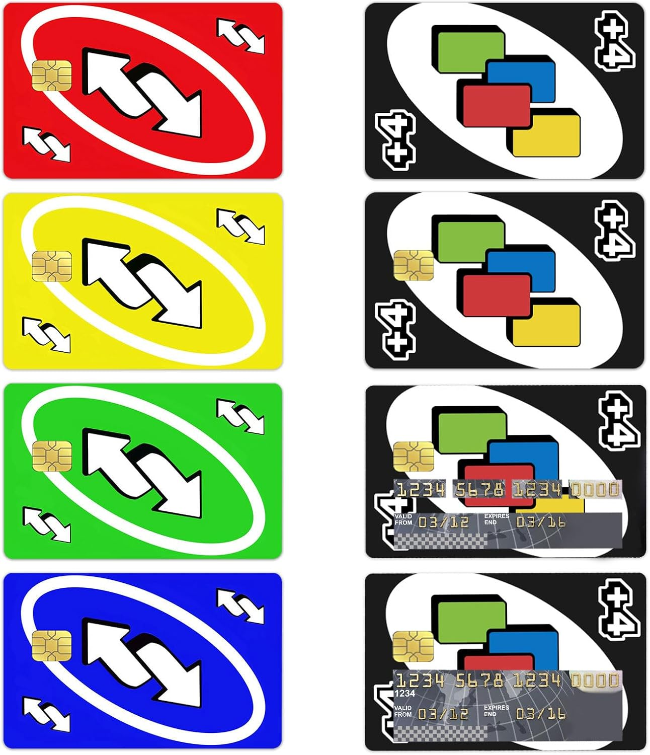 8-Piece Credit Card Skins - Detachable, Waterproof Sticker Covers for Debit Cards (Colorful) image number 6