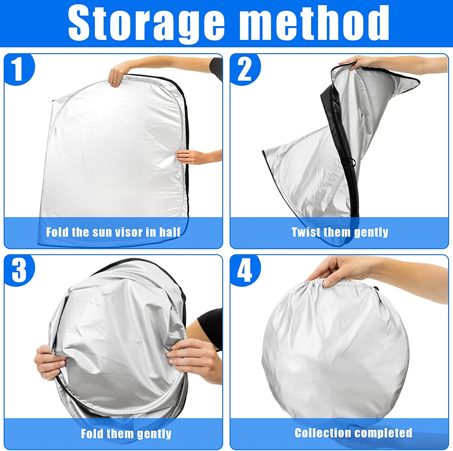 Sunshade for Tesla Model Y Juniper 2026 2025, Front Windshield, Double Layer Light Blocking Fabric, Foldable Sun Shade with a Storage Bag, Accessories for Tesla Model Y image number 5