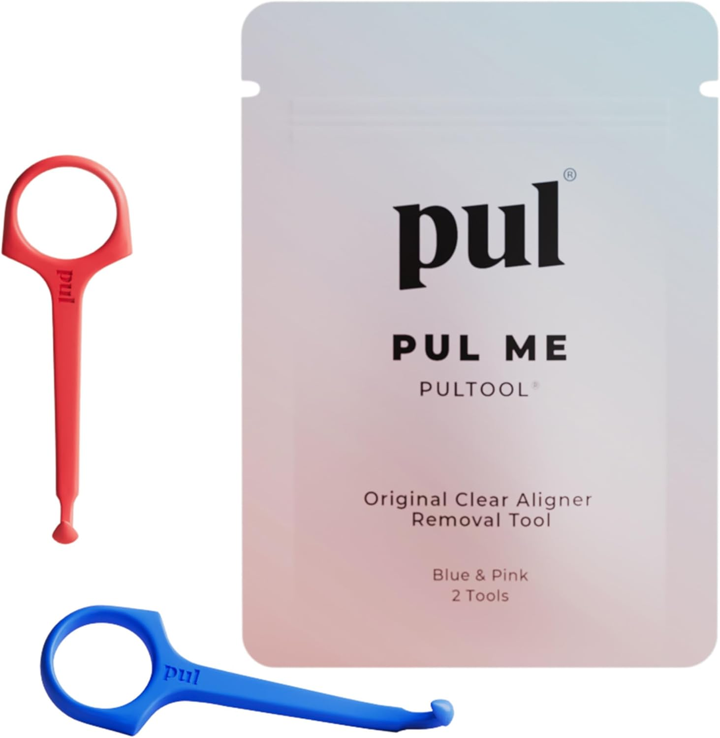 PUL Pack of 2 Reusable Clear Aligner Removal Tool &mdash; Compatible with Invisalign, Removable Braces, Retainers & Trays &ndash; Easy-To-Use Device Remover, Dental & Oral Hygiene Care Product &ndash; Blue, Pink