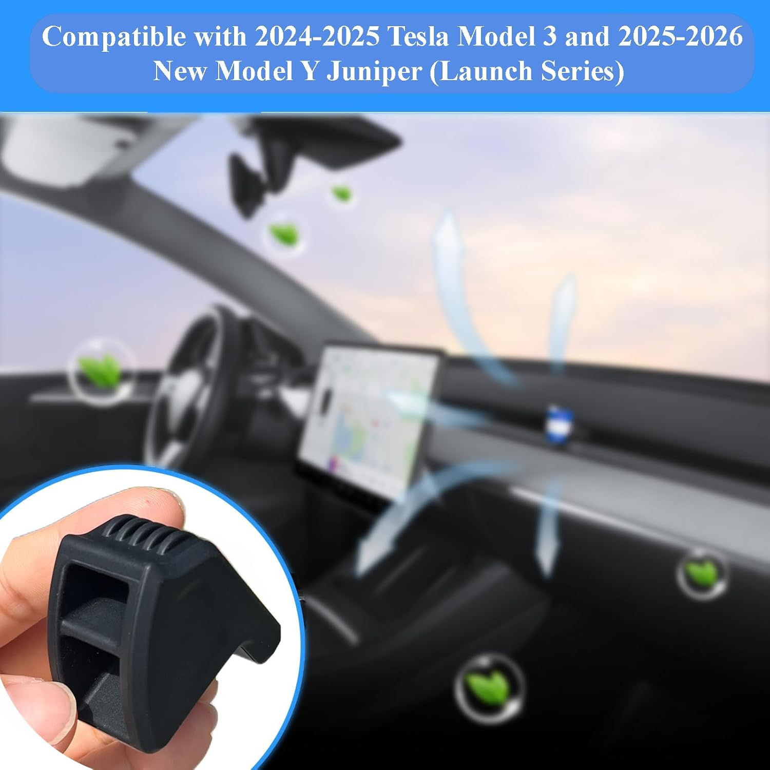 2Pcs Air Freshener Adapter Compatible with 2024-2025 Tesla Model 3 & 2025-2026 New Model Y Juniper Launch Series Air Vent Silicone Clip (Air Freshener Not Included) image number 3