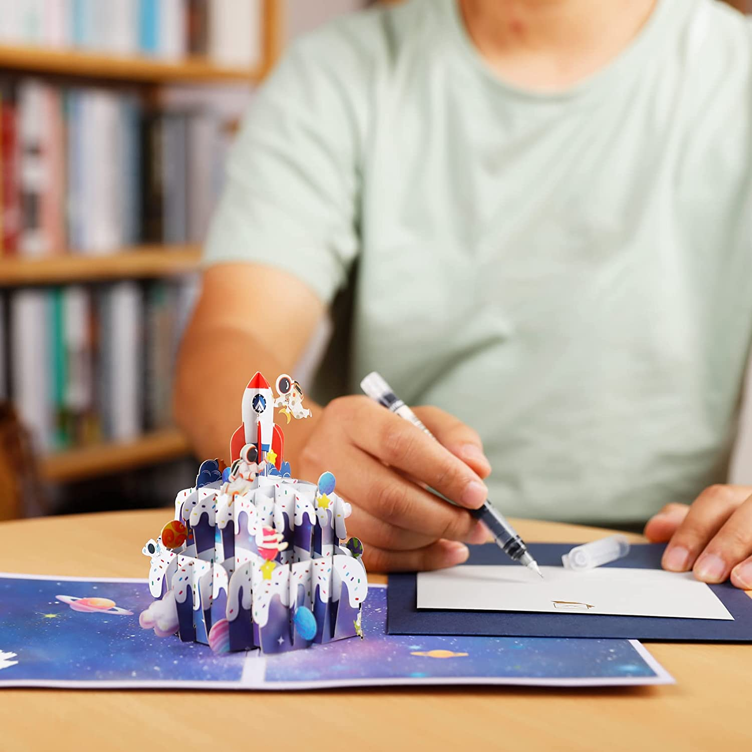 Magic Ants Outer Space Pop up Birthday Card,3D Birthday Popup Cards,Birthday Cake Funny Postcards Pop up Greeting Cards,Pop up Birthday Cards for Women Men (Birthday Cake - Rockets and Astronauts)