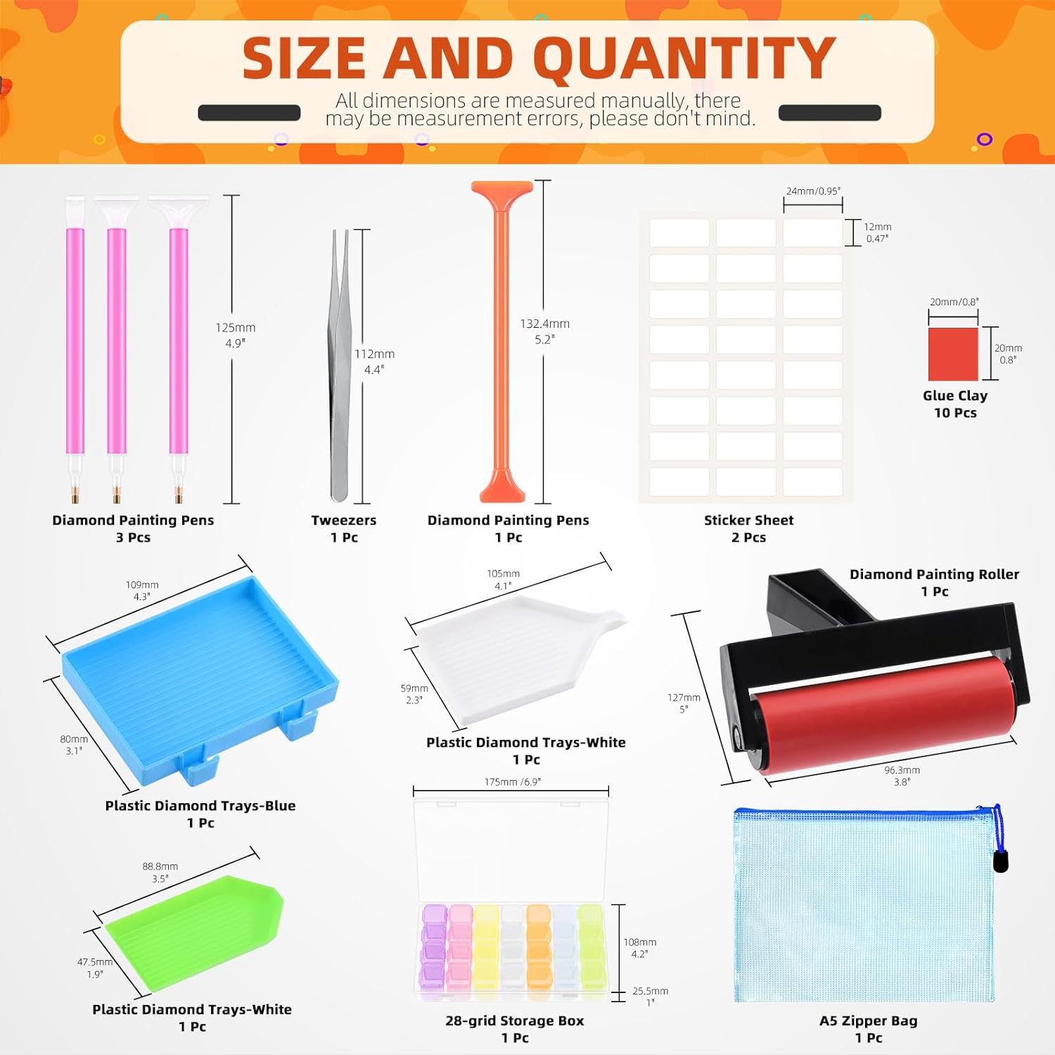 Tanstic 23Pcs DIY Diamond Painting Tool Kit, 5D Diamond Painting Tool, Diamond Art Tools and Accessories with Diamond Painting Roller and Diamond Embroidery Box for Adults or Kids Diamond Art Crafts image number 4