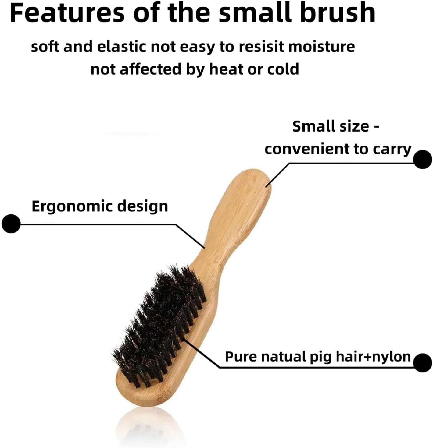 Luojinluoda Slick Back Hair Brush for Smoothing Ponytail & Detangling - 2 Pcs (Large for Home & Small for Travel) - Wet Brush, Curl and Edges Brush, Beard, Boar Bristle Wooden Handle Styling Brush for Men & Women image number 1