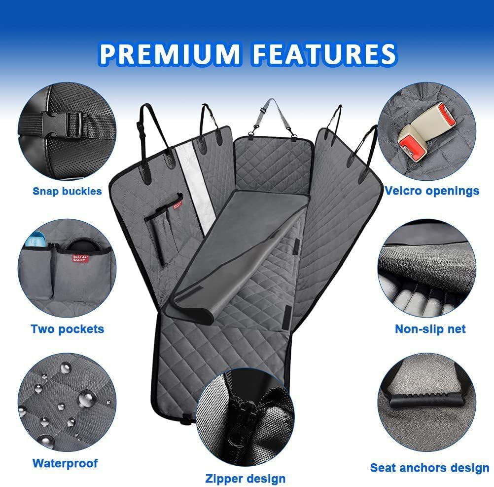 Premium Dog Seat Cover 7-In-1 Protection for Cars, Trucks & Suvs &ndash; Waterproof, Scratchproof & Nonslip with Hammock Design &ndash; Perfect for Pets, Kids & Cargo