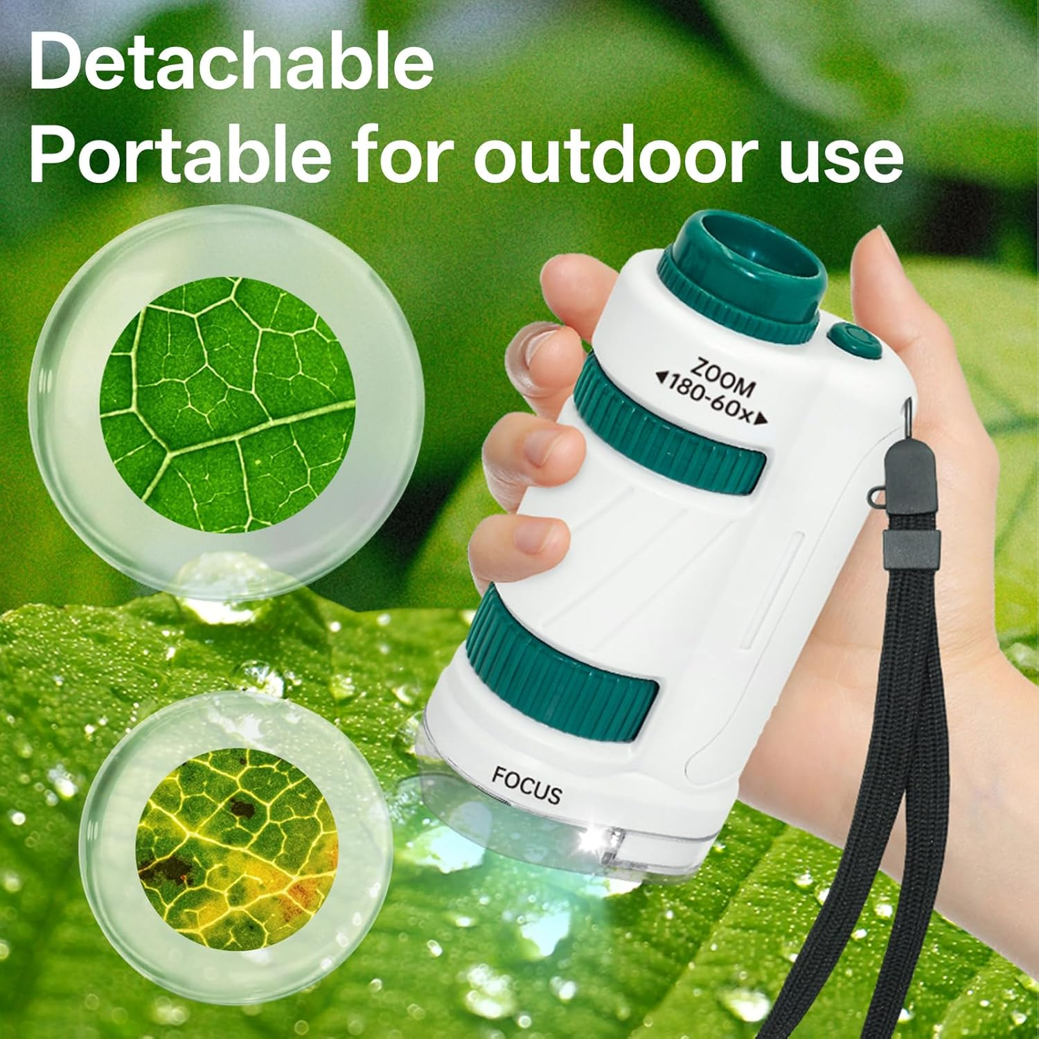 Microscope Toys for Kids Zoom 60X-180X, Handheld Mini Toddlers-Educational Science Toys Little Scientist, Pocket Microscope with 12Pcs Slides, Gifts for 6+ Girls Boys(Green) image number 2