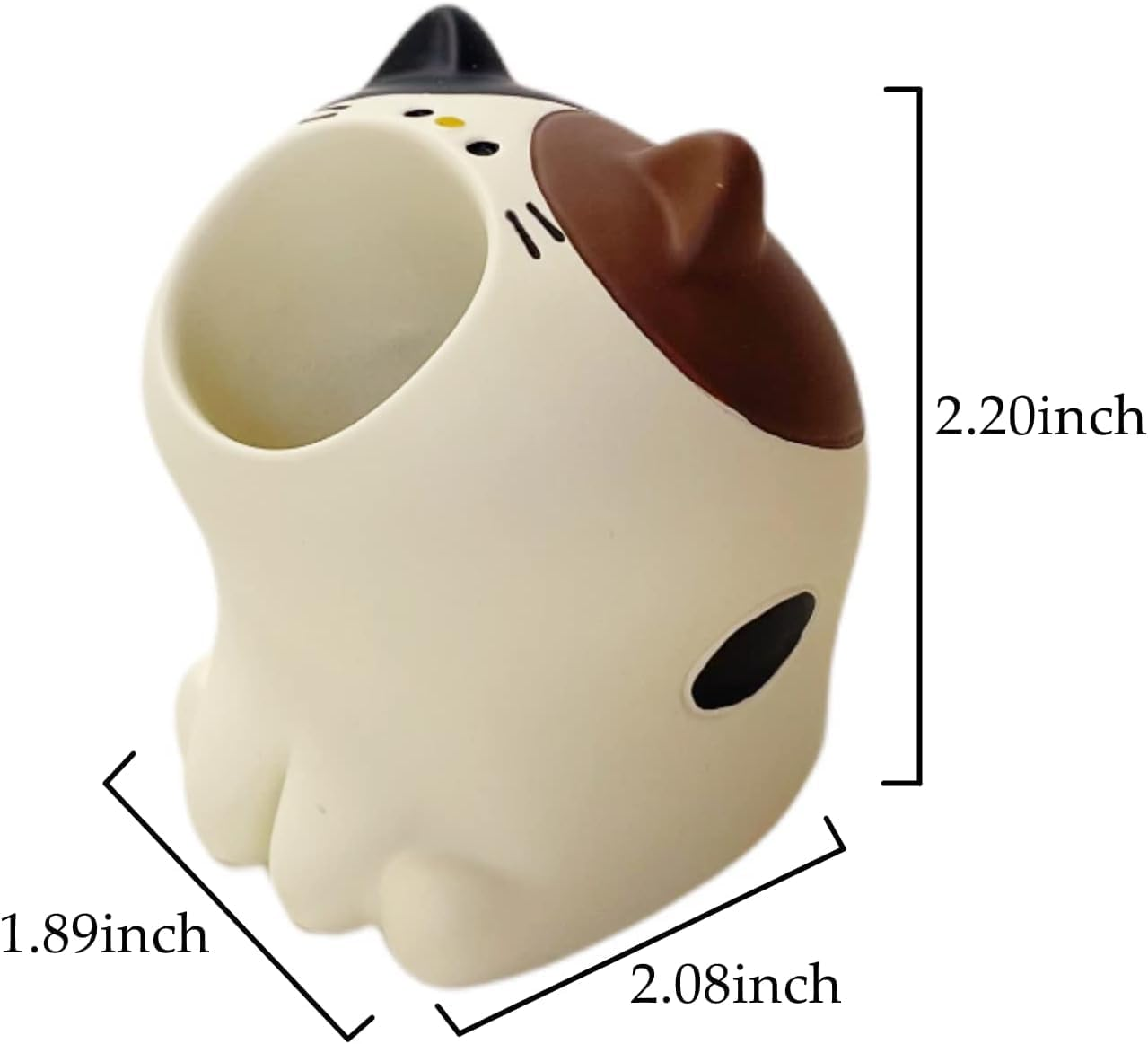 Cute Small Pen Pencil Holder, Kawaii Resin Cat Dog Dinosaur Rabbit Animal Paper Clip Toothbrush Mini Storage Organizer Office Desk Decorations image number 4