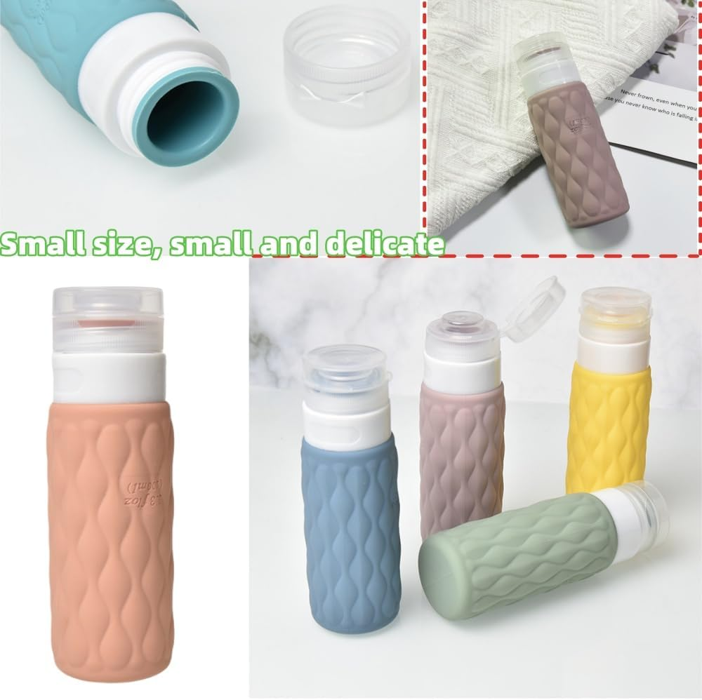 4 Pack Travel Bottles for Toiletries with Labels, 100 Ml Silicone Travel Bottles Set with Clear Zipper Toiletry Bag, Leakproof Refillable Squeeze Travel Size Containers for Shampoo Conditioner image number 5