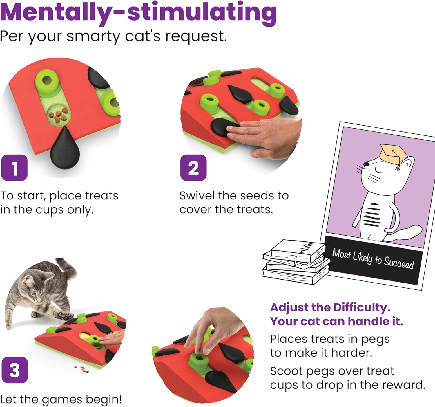 Petstages Nina Ottosson by Melon Madness Puzzle & Play - Interactive Cat Treat Puzzle image number 2