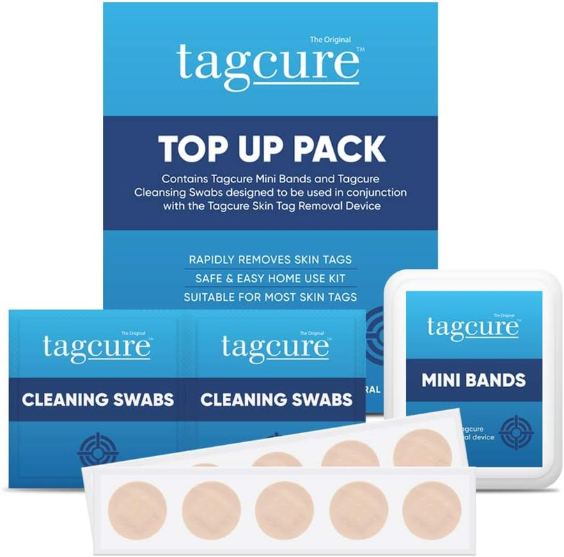 Tagcure Skin Tag Removal Top up Pack for Easy Skin Tag Removal - Includes 20 X Tag Bands, 20X Cleaning Swabs & 20X Plasters to Cover Tag Area image number 3