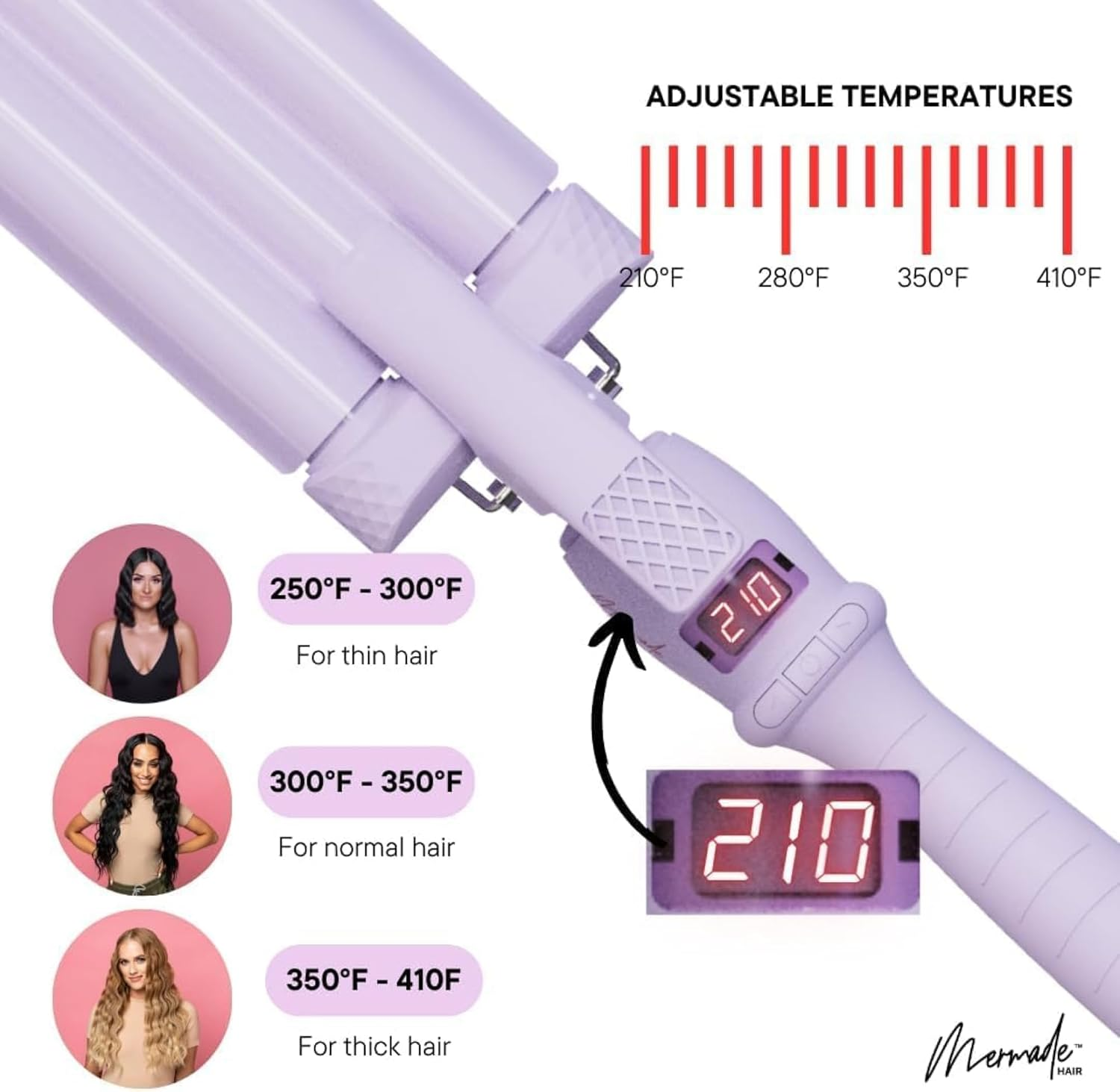 Mermade Hair PRO Cutie Waver, 22 Mm Size, Lilac image number 2