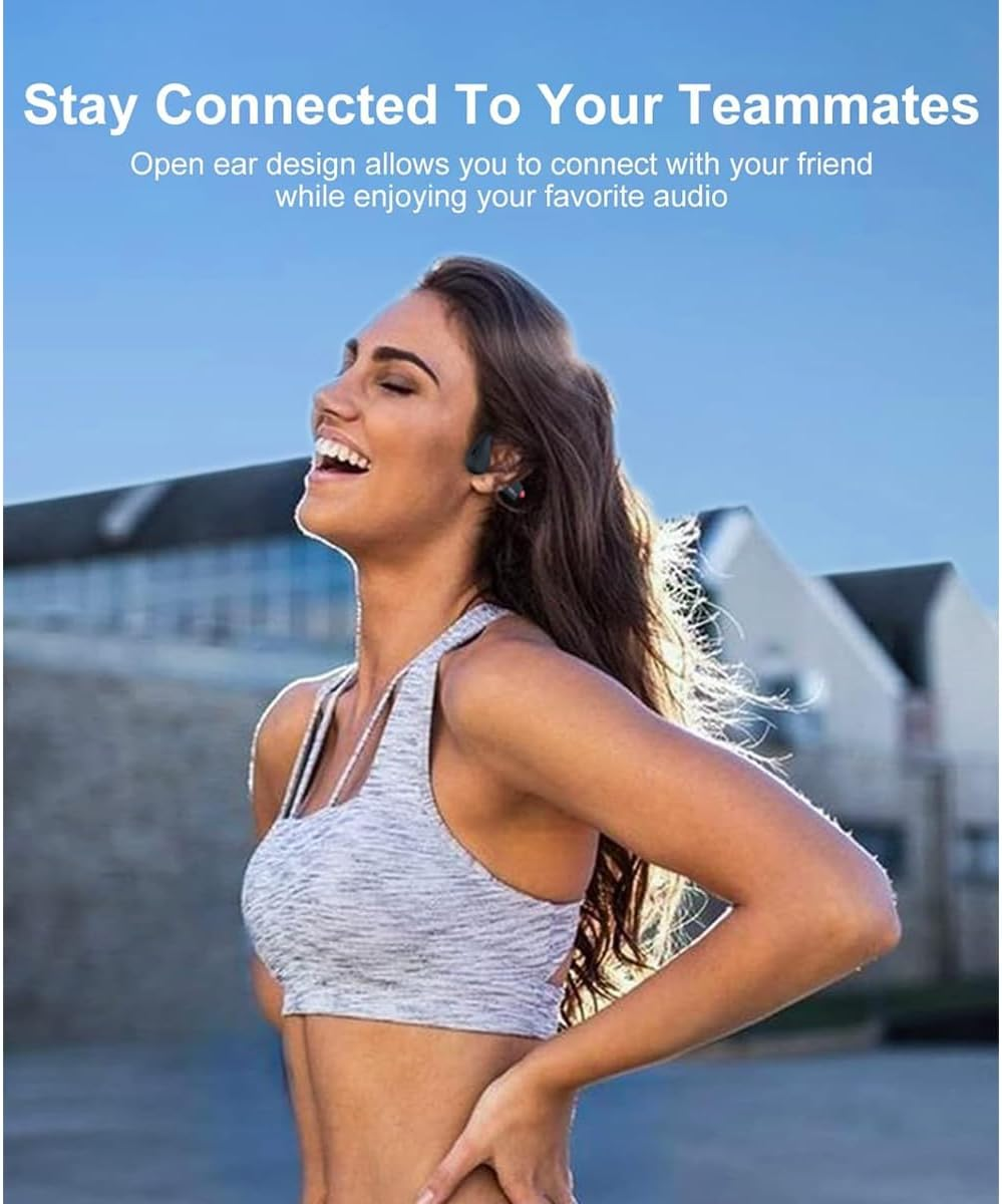 Rockshine Conduction Openair Headphones - Bluetooth Rechargeable Designed for Sports and Fitness Activities - Enjoy Audio While Staying Aware of Your Surroundings(Red) image number 3