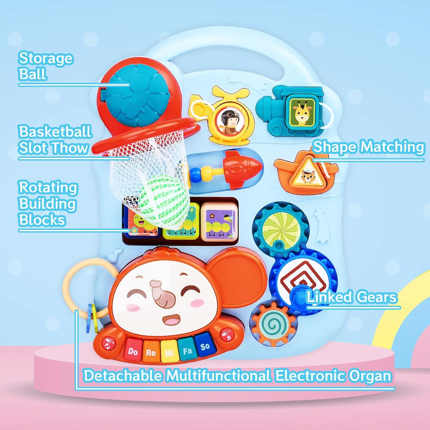 Advwin 3 in 1 Baby Walker,Activity Center for Kids Learning to Walker Sit to Stand, Early Educational Push Walking Toy with Music Panel for Infant Toddler 12+ Months