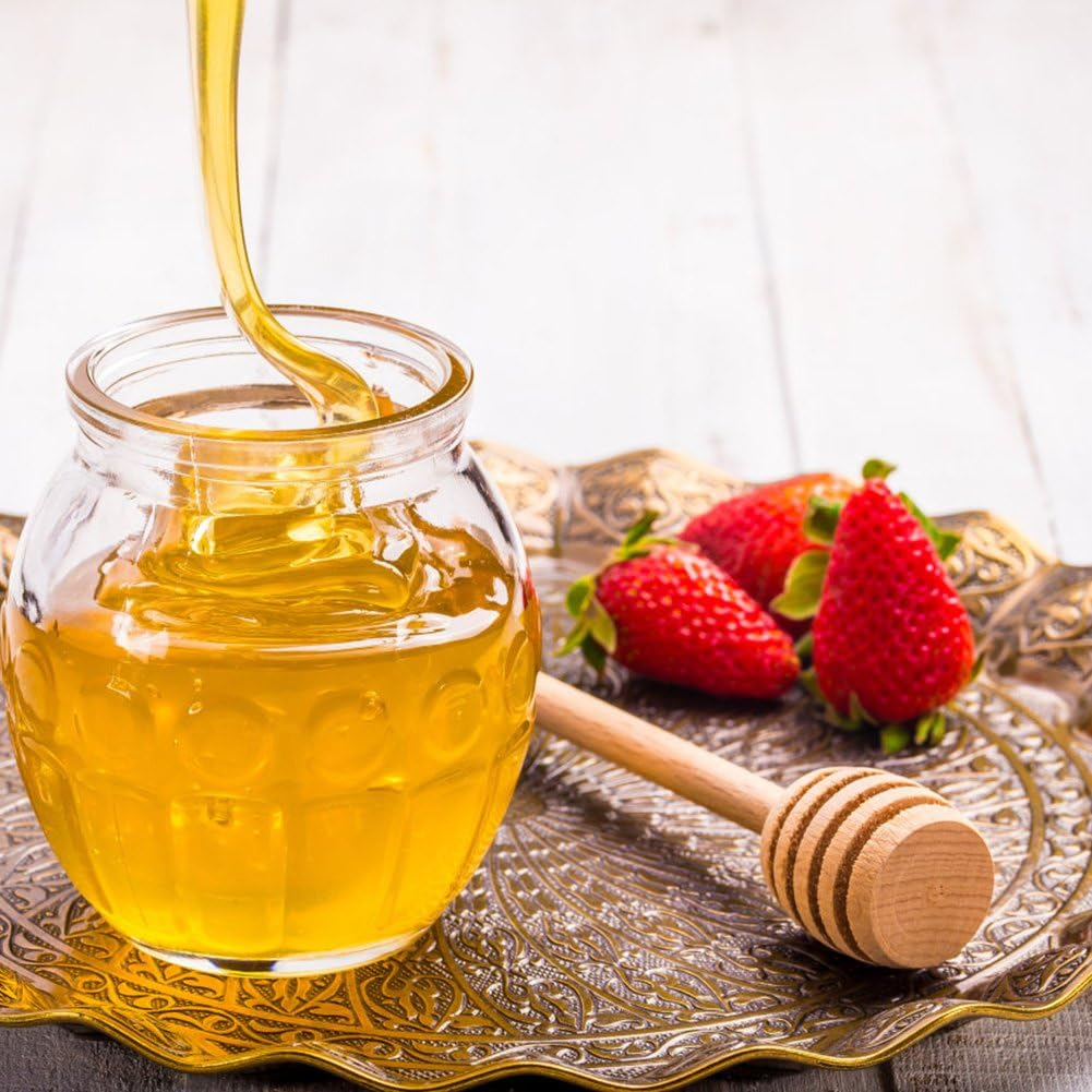 50Pcs/Set Household Wooden Portable Mini Jam Honey Dipper Jar Dispensing Collecting Stirring Rod Stick Mino Dispense Drizzle Honey (8CM)