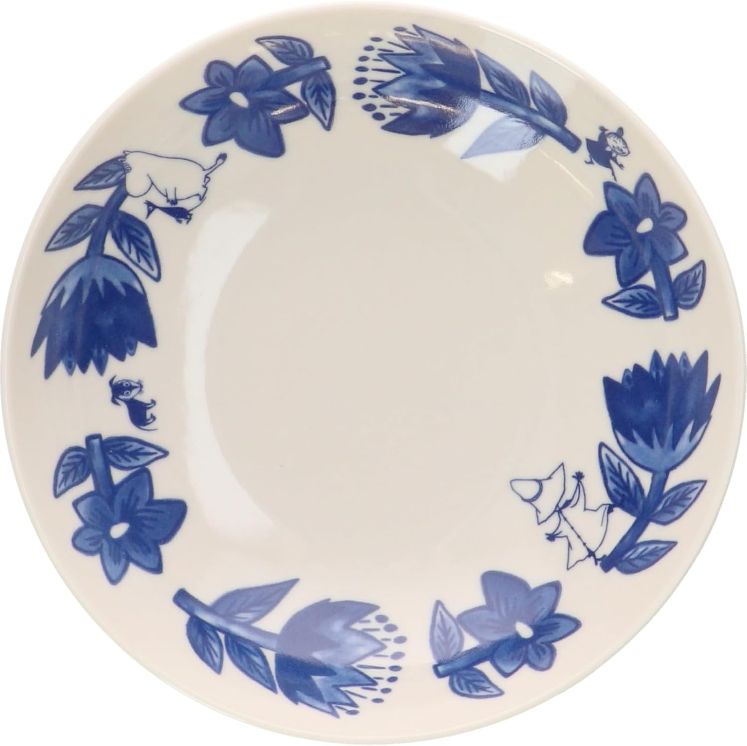 Moomin MM7000-76 Blue Flora Ceramic Bowl, 6.7 Inches (17 Cm), 3 Piece Tableware Set, Scandinavian Miscellaneous Goods, Moomin Goods, Mother'S Day, Present, Made in Japan
